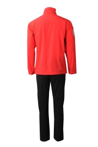 WTV176 online ordering men's sports suit design contrast magic sleeve sports suit sports suit center back view